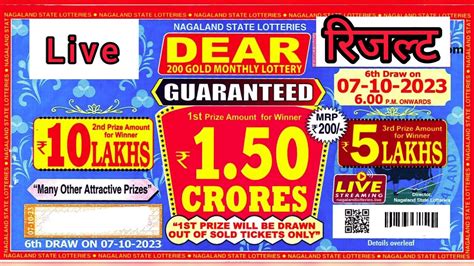 Nagaland State Lottery Dear 200 Gold Monthly result for August .